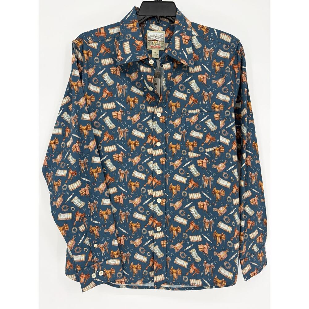 NWT Kennington Rocking K Ranchwear Western Cowboy Print Shirt XL Cotton - Picture 2 of 7